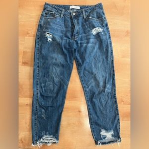 KanCan Medium Wash High Rise Distressed Mom Jeans Size 9/28 KC6269D